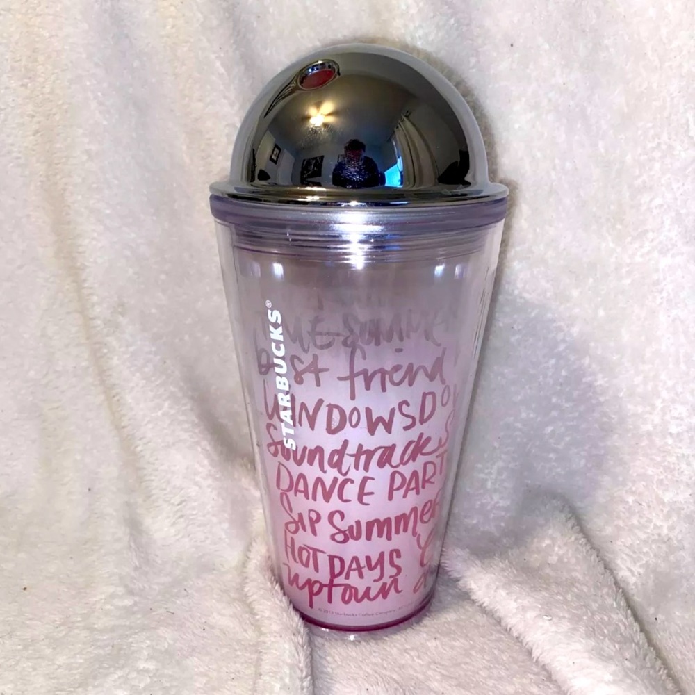 STARBUCKS Pink Graffiti Chrome Dome Tumbler